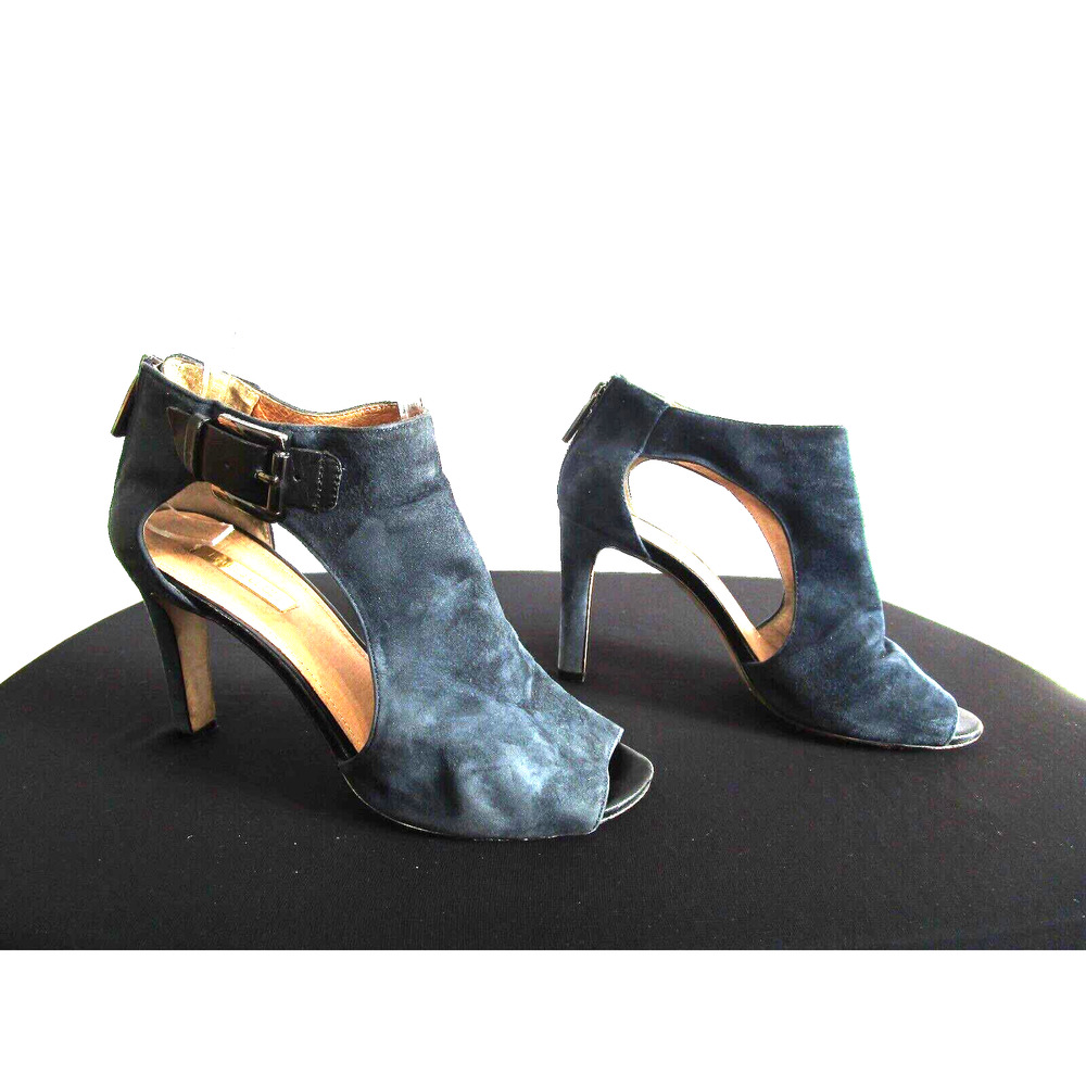 Louise Et Cie Dark Teal Suede Back Zip Ankle Strap High Heels Shoes Women 8 B
